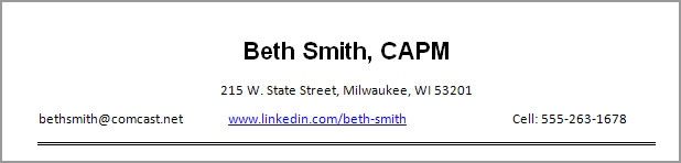 Header of Resume Header of Resume